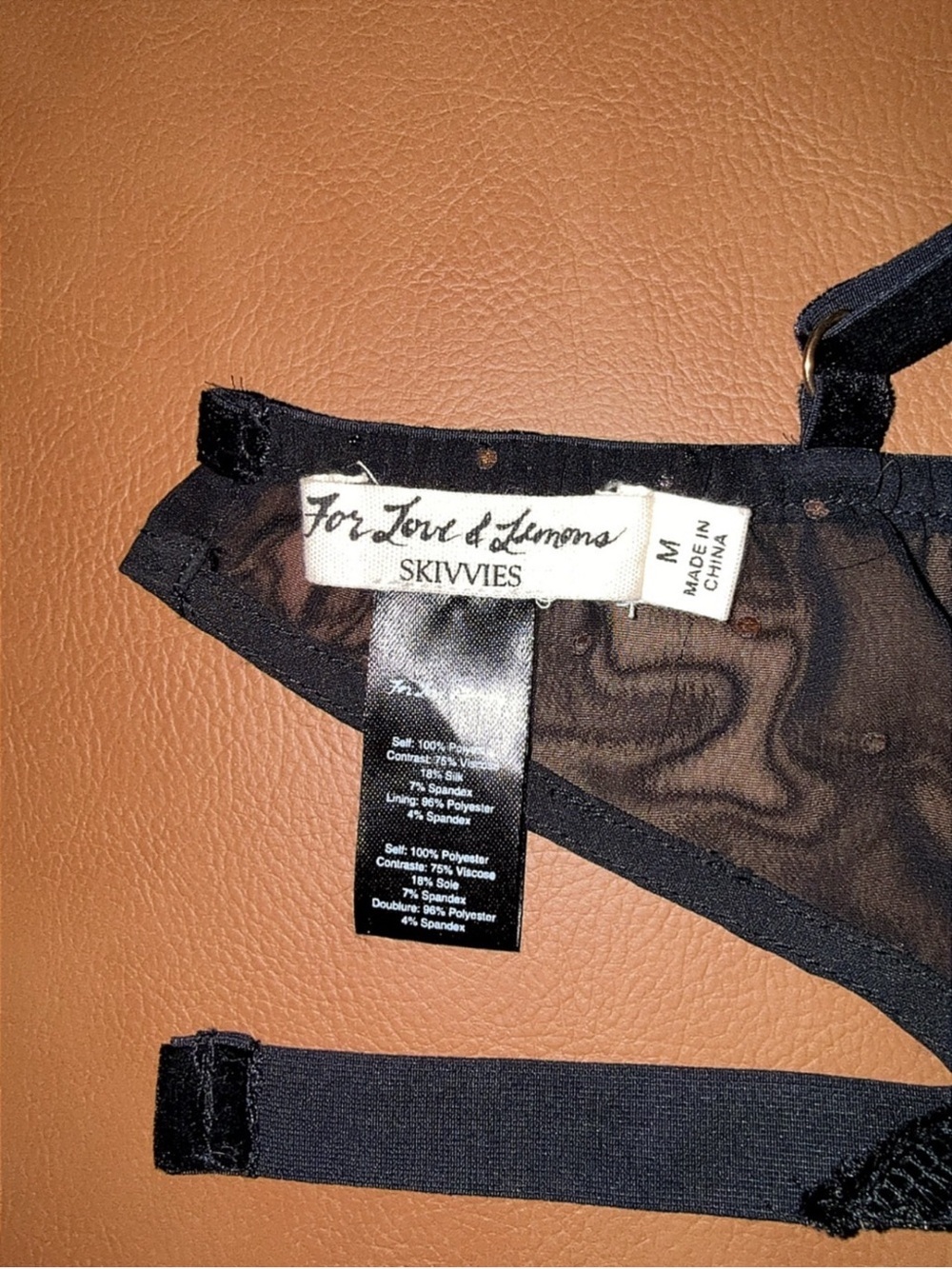 NWOT For Love & Lemons Lucky Dice Bow Front Bra Black Rhinestone M - Picture 6 of 11